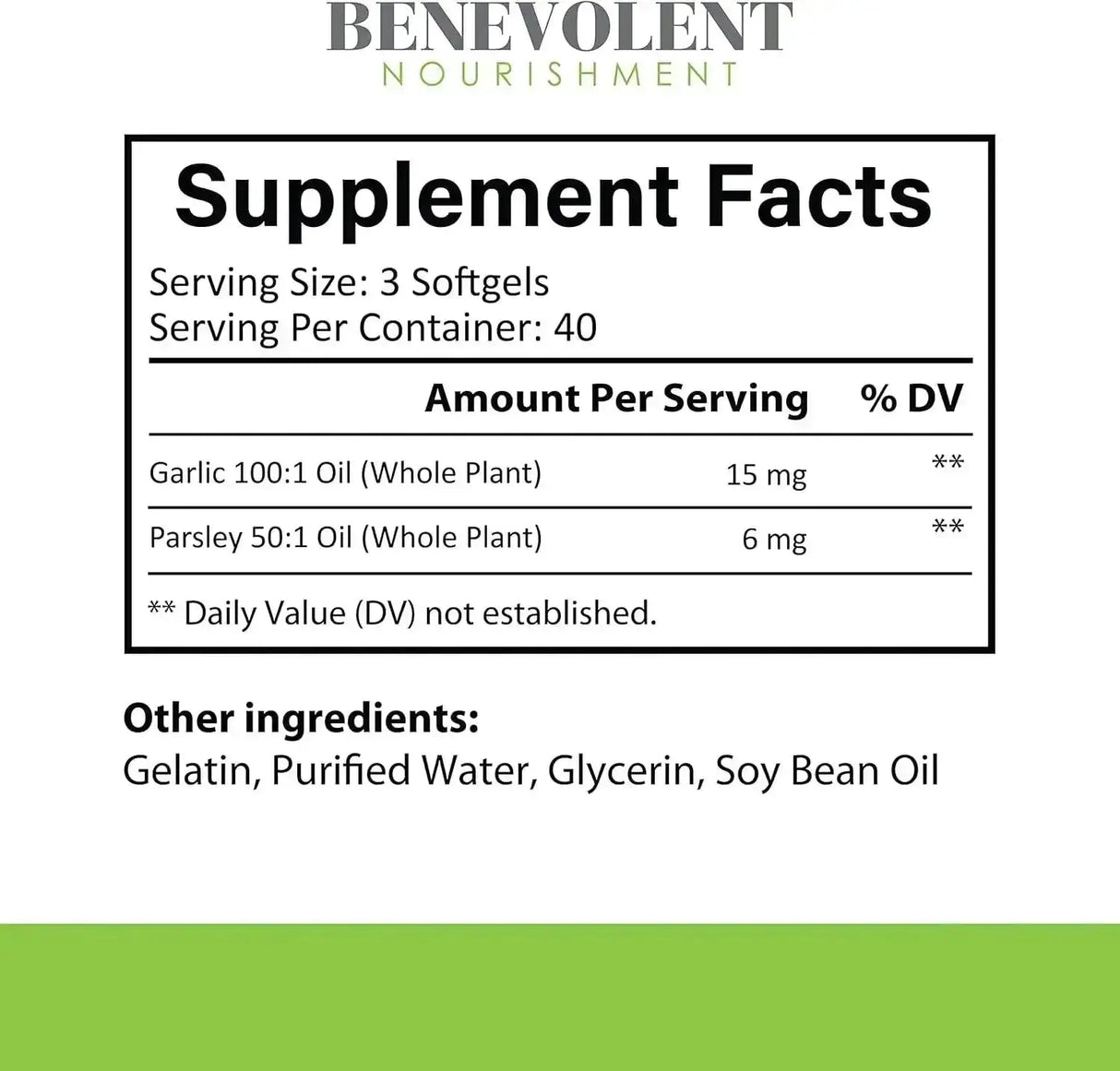 BENEVOLENT NOURISHMENT - Benevolent Nourishment Garlic & Parsley 120 Capsulas Blandas - The Red Vitamin MX - Suplementos Alimenticios - {{ shop.shopifyCountryName }}