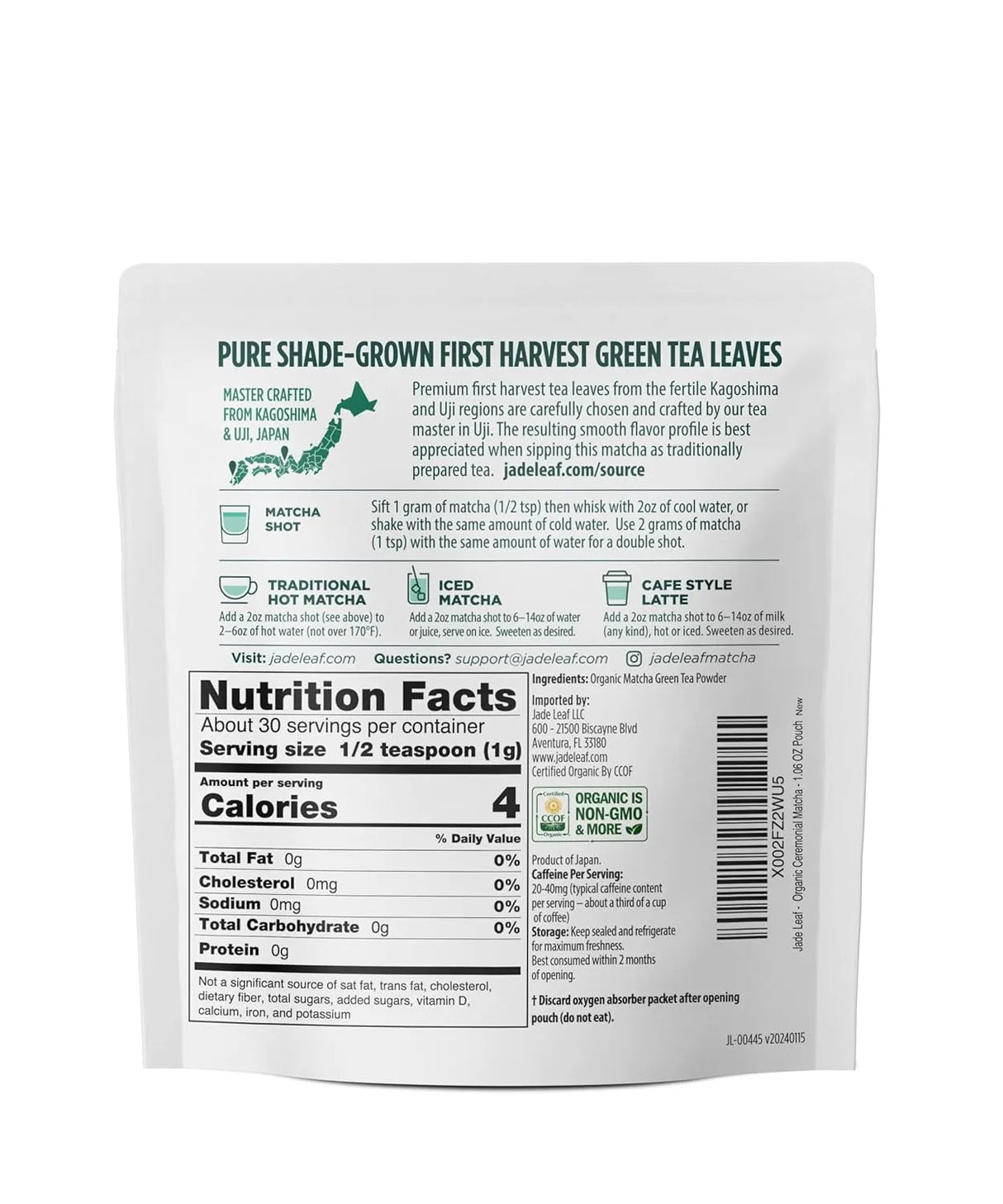 JADE LEAF - Jade Leaf Matcha Organic Green Tea Powder 50Gr. - The Red Vitamin MX - Suplementos Alimenticios - {{ shop.shopifyCountryName }}