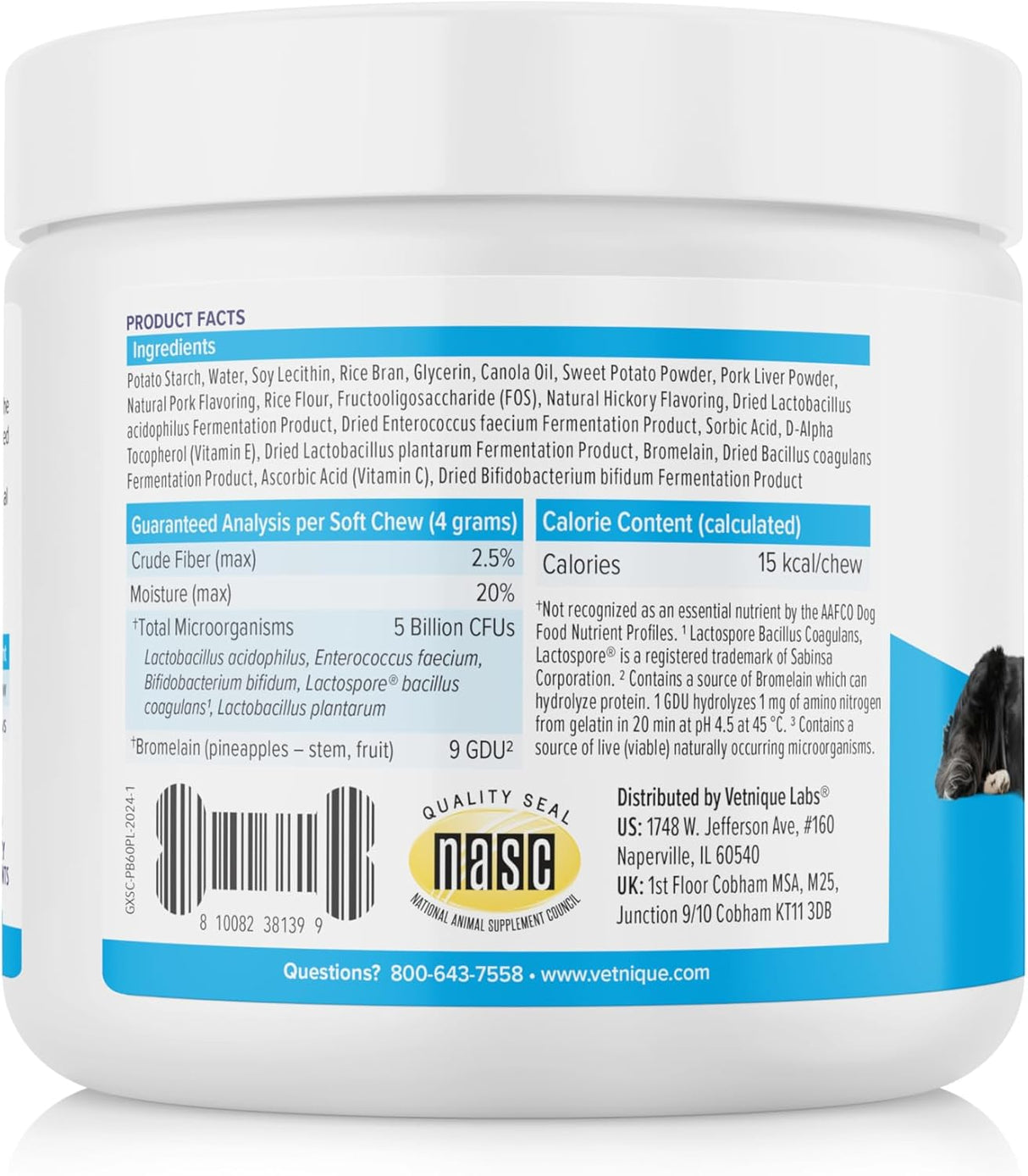 Vetnique Glandex Daily Probiotics for Dogs 60 Masticables