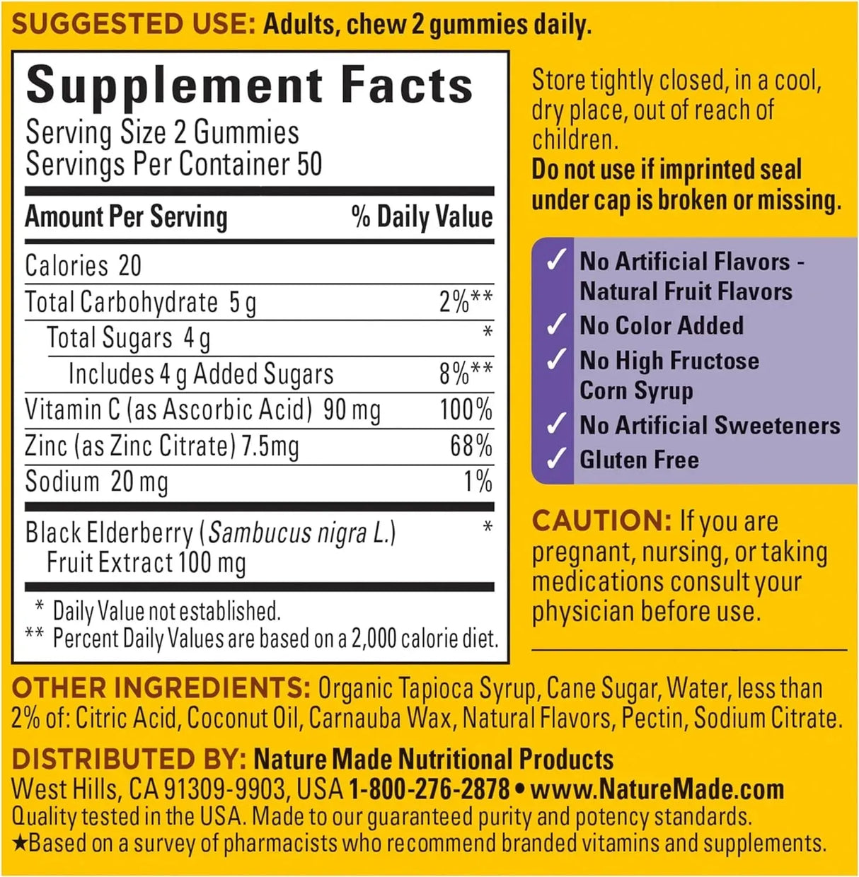 NATURE MADE - Nature Made Elderberry with Vitamin C and Zinc 100 Gomitas - The Red Vitamin MX - Suplementos Alimenticios - {{ shop.shopifyCountryName }}