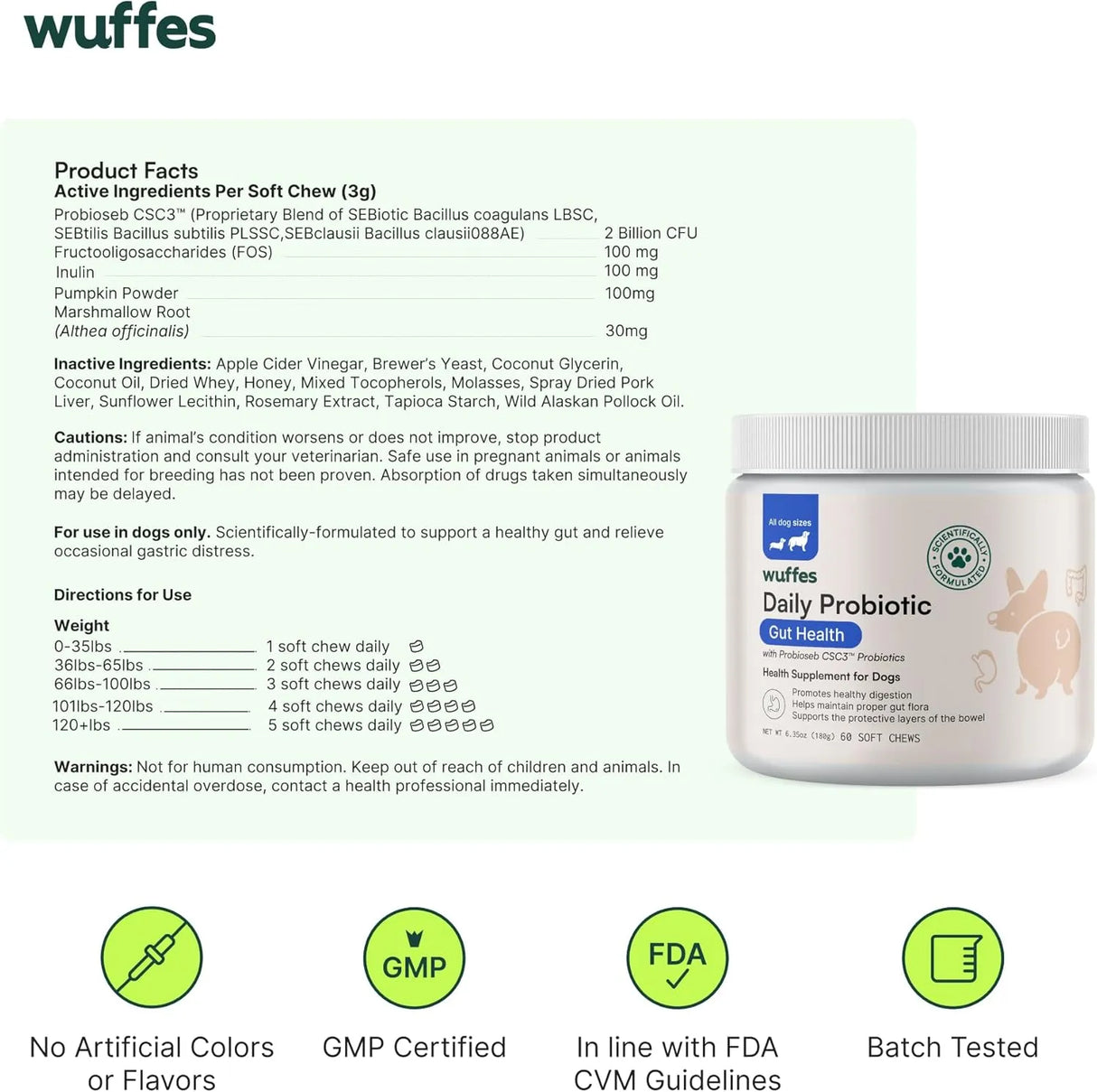 WUFFES - Wuffes Daily Probiotic for Dogs 60 Masticables - The Red Vitamin MX - Probióticos Para Perros - {{ shop.shopifyCountryName }}