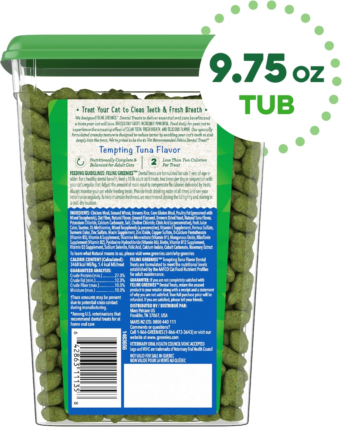 Greenies Feline Adult Dental Cat Treats Tempting Tuna Flavor 277Gr.