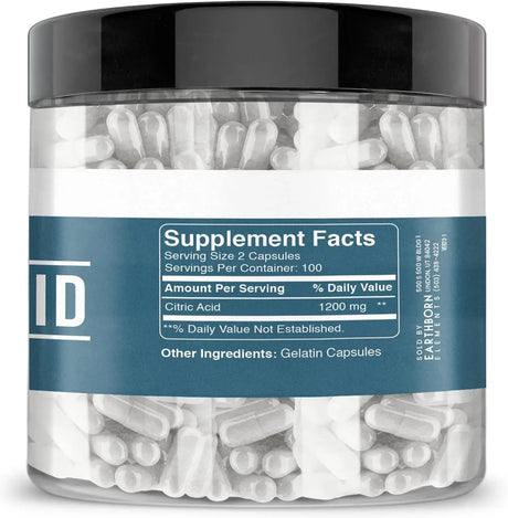 EARTHBORN ELEMENTS - Earthborn Elements Citric Acid 200 Capsulas - The Red Vitamin MX - Suplementos Alimenticios - {{ shop.shopifyCountryName }}