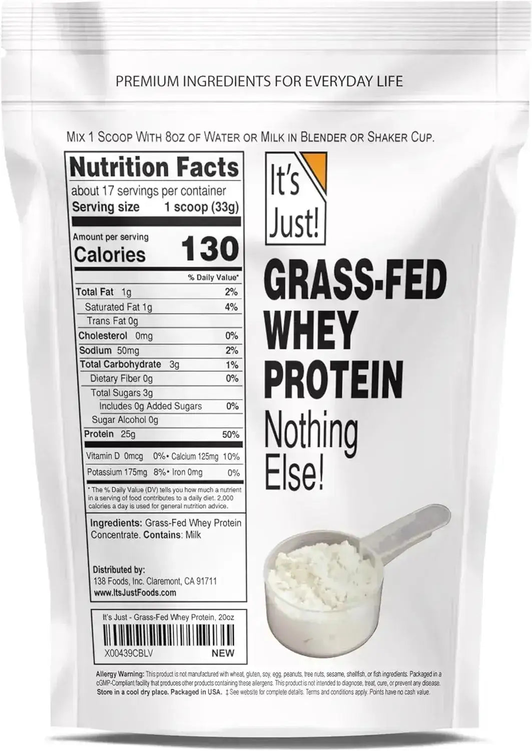 IT´S JUST! - It's Just! Whey Protein Concentrate Ultra Premium Grass-Fed Unflavored 567Gr. - The Red Vitamin MX - Suplementos Alimenticios - {{ shop.shopifyCountryName }}