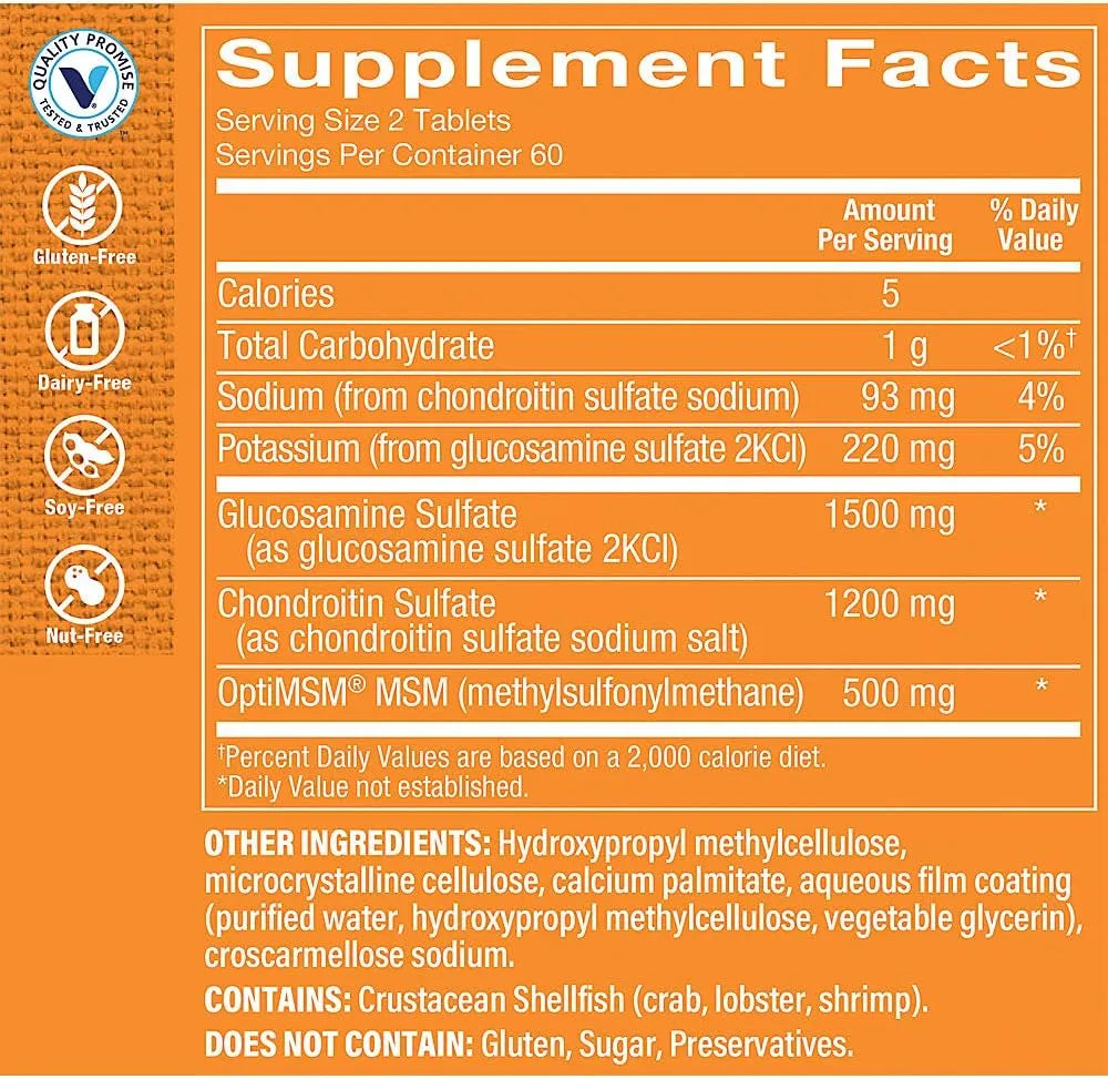 THE VITAMIN SHOPPE - The Vitamin Shoppe Triple Strength Glucosamine Chondroitin with MSM 120 Tabletas - The Red Vitamin MX - Suplementos Alimenticios - {{ shop.shopifyCountryName }}