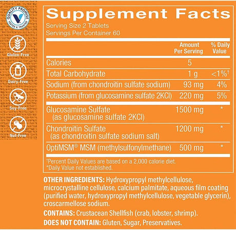 THE VITAMIN SHOPPE - The Vitamin Shoppe Triple Strength Glucosamine Chondroitin with MSM 120 Tabletas - The Red Vitamin MX - Suplementos Alimenticios - {{ shop.shopifyCountryName }}