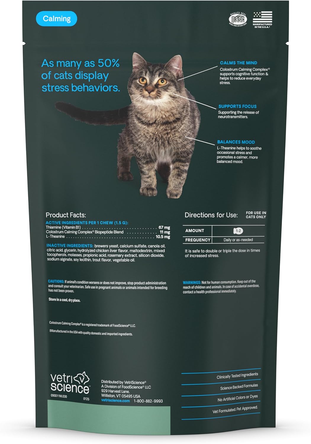 VetriScience Composure Calming Formula for Cats Chicken and Trout 30 Masticables