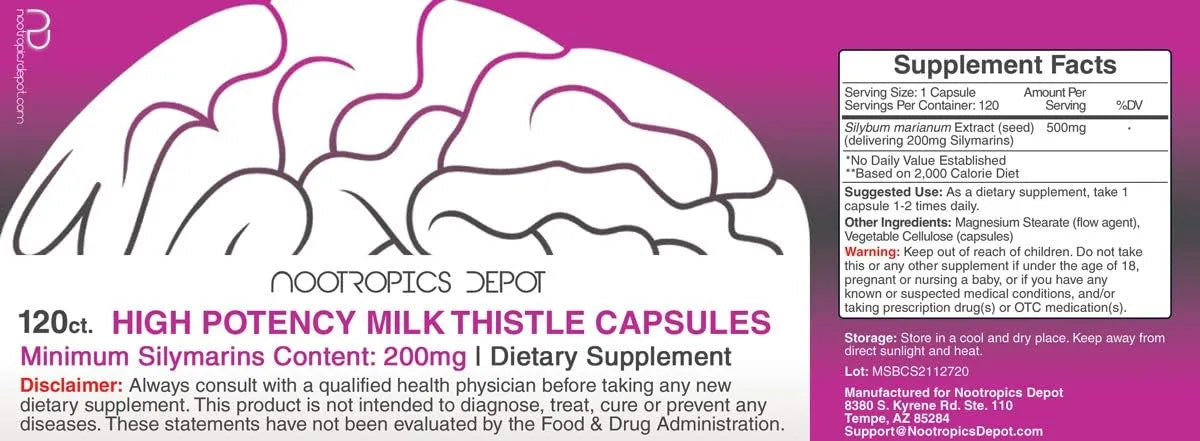 NOOTROPICS DEPOT - Nootropics Depot High Potency Milk Thistle Extract 200Mg. 120 Capsulas - The Red Vitamin MX - Suplementos Alimenticios - {{ shop.shopifyCountryName }}