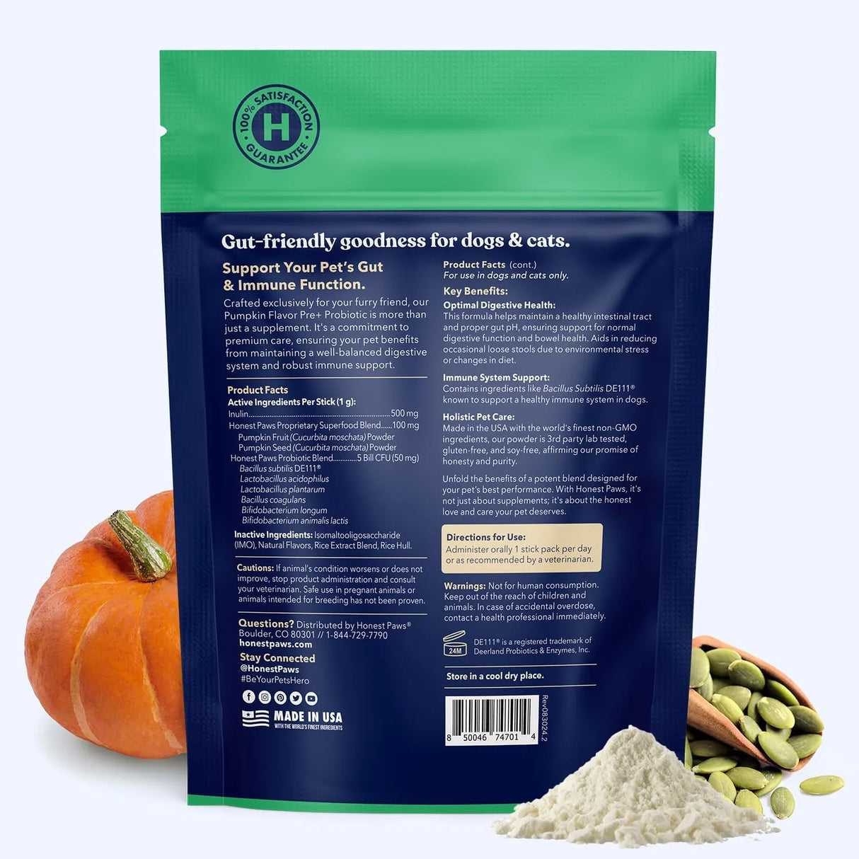 HONEST PAWS - Honest Paws Premium Probiotic Powder Pumpkin 30 Paquetes - The Red Vitamin MX - Probióticos Para Perros - {{ shop.shopifyCountryName }}