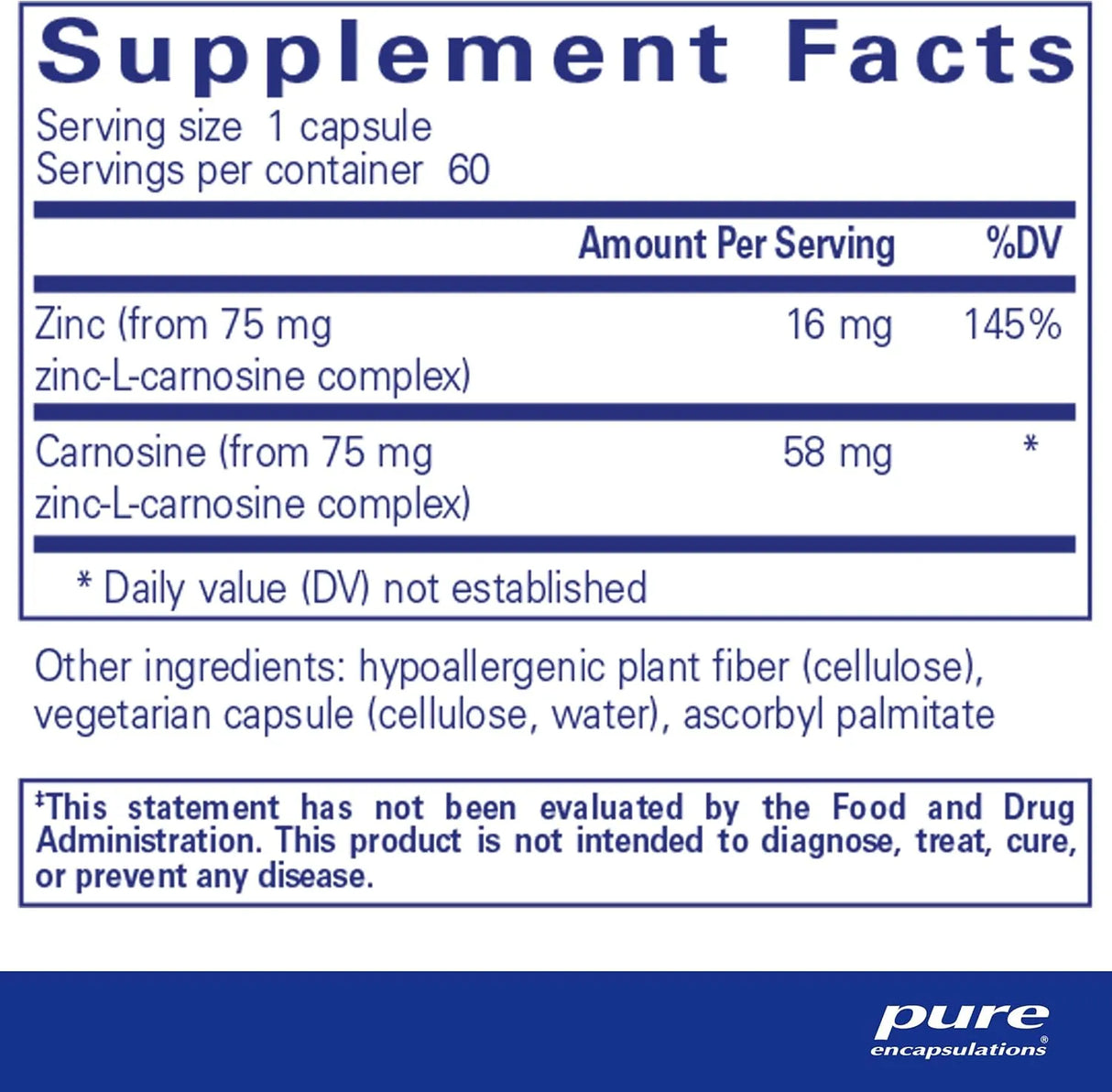 PURE ENCAPSULATIONS - Pure Encapsulations Peptic-Care Zinc-L-Carnosine 60 Capsulas - The Red Vitamin MX - Suplementos Alimenticios - {{ shop.shopifyCountryName }}