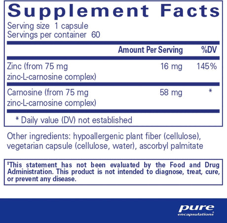 PURE ENCAPSULATIONS - Pure Encapsulations Peptic-Care Zinc-L-Carnosine 60 Capsulas - The Red Vitamin MX - Suplementos Alimenticios - {{ shop.shopifyCountryName }}