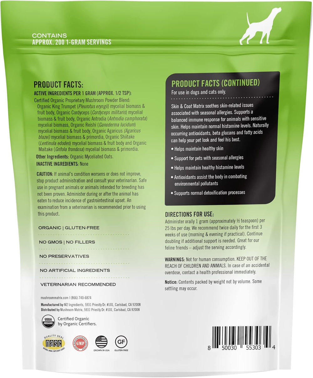 OM - Om Mushroom Matrix Pet Canine Skin & Coat 200Gr. - The Red Vitamin MX - Suplementos Herbales Para Perros - {{ shop.shopifyCountryName }}