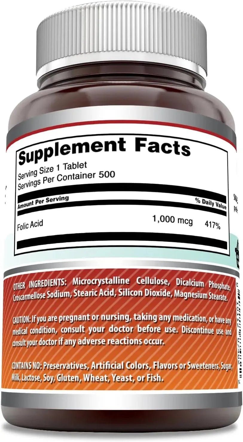 AMAZING FORMULAS - Amazing Formulas Folic Acid 1000mcg 500 Tabletas - The Red Vitamin MX - Suplementos Alimenticios - {{ shop.shopifyCountryName }}