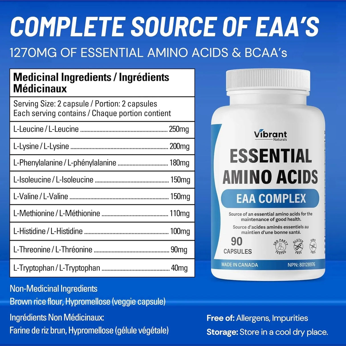 VIBRANTS NATURALS - Vibrant Naturals Essential Amino Acids 90 Capsulas - The Red Vitamin MX - Suplementos Alimenticios - {{ shop.shopifyCountryName }}