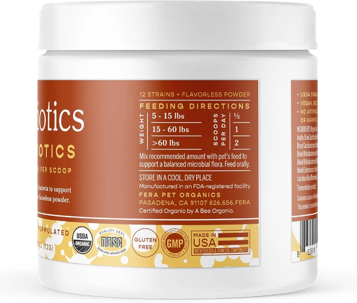 FERA PETS - Fera Pet Organics Probiotics for Dogs & Cats 72Gr. - The Red Vitamin MX - Probióticos Para Perros - {{ shop.shopifyCountryName }}