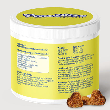 PAWBLISS - PawBliss Turkey Tail Mushroom for Dogs 120 Masticables - The Red Vitamin MX - Suplementos Herbales Para Perros - {{ shop.shopifyCountryName }}