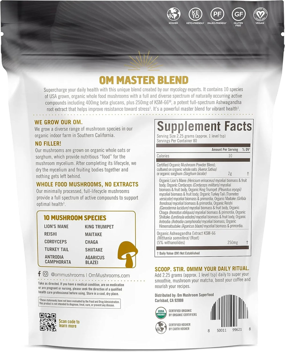 OM - Om Mushroom Master Blend 10 Mushroom Complex Powder 180Gr. - The Red Vitamin MX - Suplementos Alimenticios - {{ shop.shopifyCountryName }}