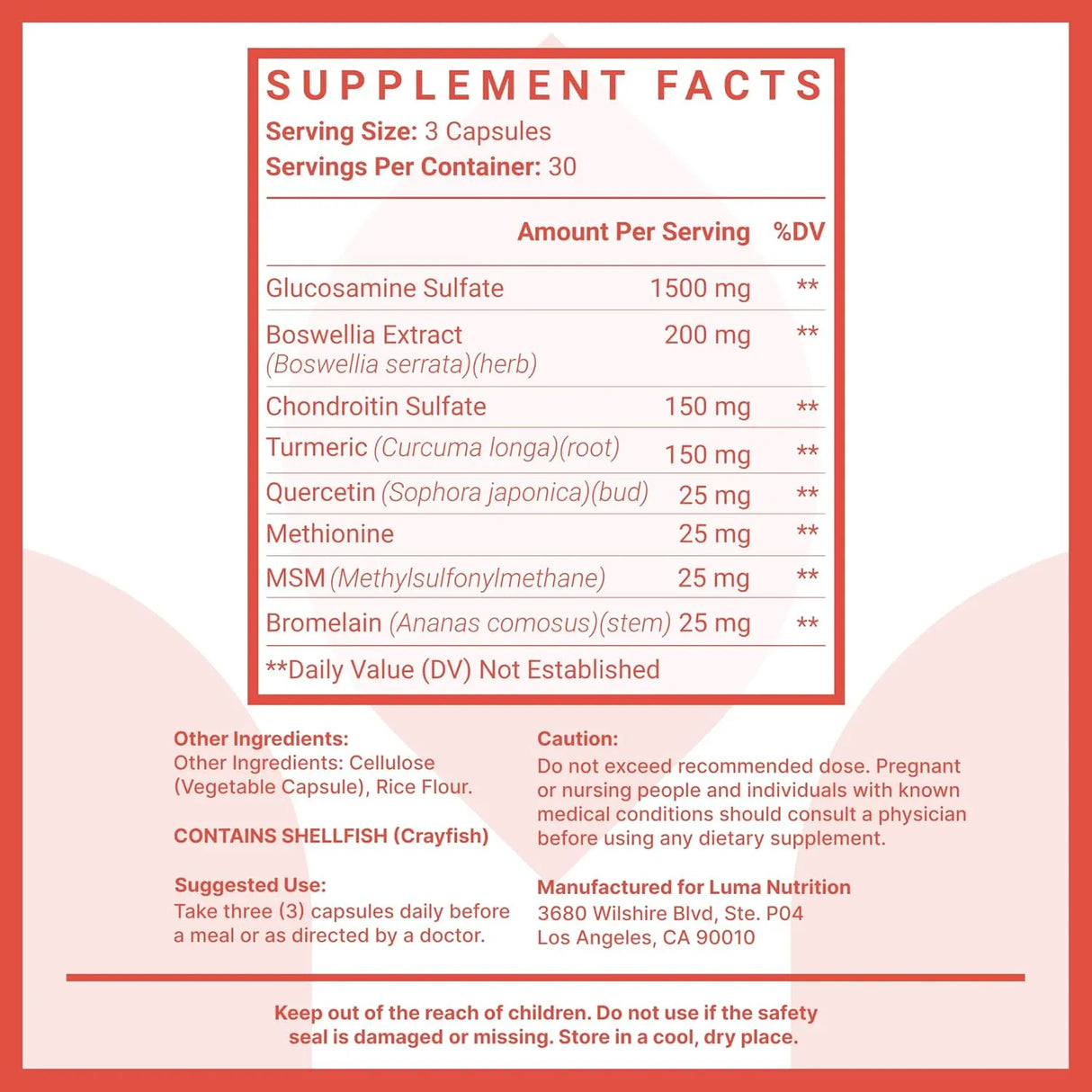 LUMA NUTRITION - Luma Nutrition Glucosamine Chondroitin MSM 90 Capsulas - The Red Vitamin MX - Suplementos Alimenticios - {{ shop.shopifyCountryName }}