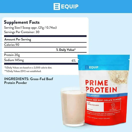 EQUIP FOODS - Equip Foods Prime Protein Powder Grass Fed Beef Protein Isolate Unflavored 630Gr. - The Red Vitamin MX - Suplementos Alimenticios - {{ shop.shopifyCountryName }}