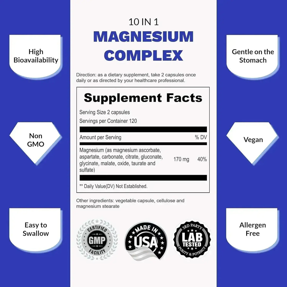 UPNOURISH - UpNourish 10 in 1 Magnesium Complex 240 Capsulas - The Red Vitamin MX - Suplementos Alimenticios - {{ shop.shopifyCountryName }}