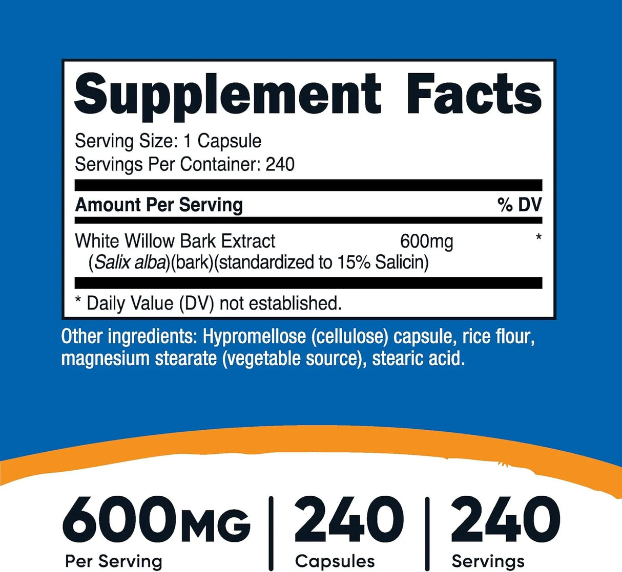 NUTRICOST - Nutricost White Willow Bark 600Mg. 240 Capsulas - The Red Vitamin MX - Suplementos Alimenticios - {{ shop.shopifyCountryName }}