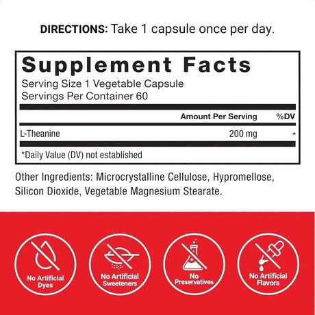 FORCE FACTOR - Force Factor L Theanine 200Mg. 60 Capsulas - The Red Vitamin MX - Suplementos Alimenticios - {{ shop.shopifyCountryName }}