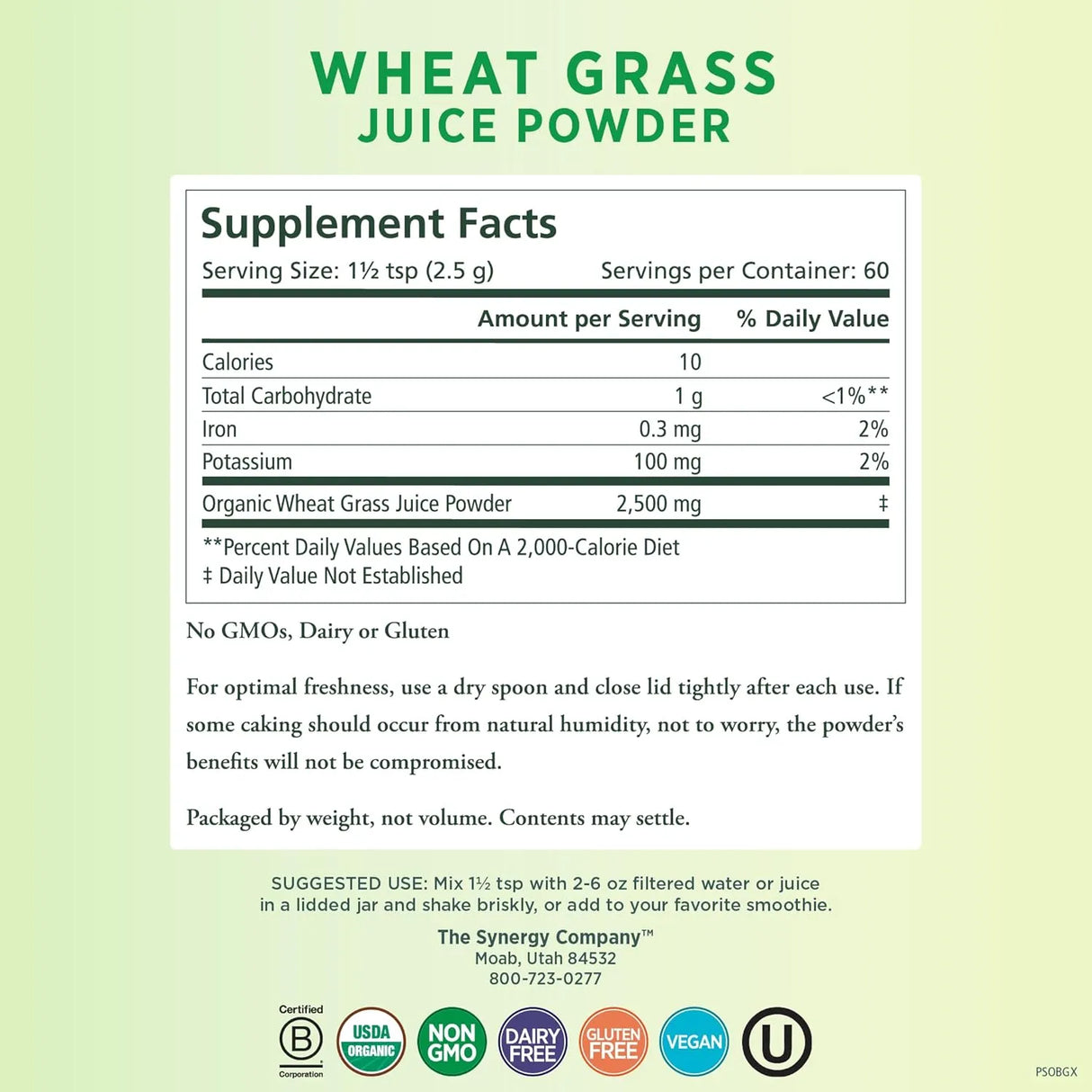 PURE SYNERGY - PURE SYNERGY Organic Wheat Grass Juice Powder 150Gr. - The Red Vitamin MX - Suplementos Alimenticios - {{ shop.shopifyCountryName }}