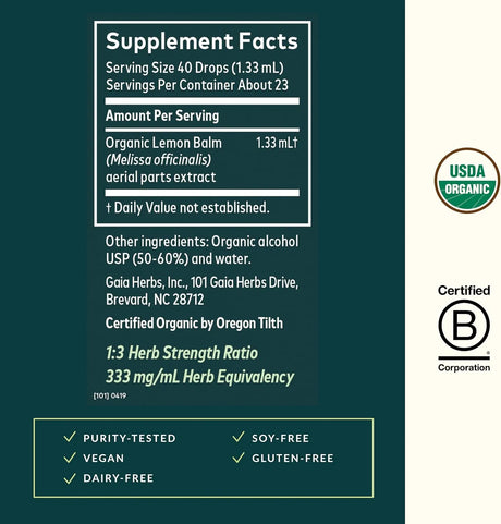 GAIA HERBS - Gaia Herbs Lemon Balm 1 Fl.Oz. - The Red Vitamin MX - Suplementos Alimenticios - {{ shop.shopifyCountryName }}