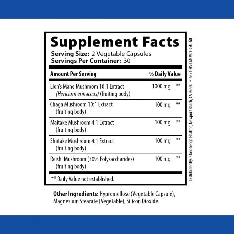 STONEHENGE HEALTH - Stonehenge Health Dynamic Mushrooms 60 Capsulas - The Red Vitamin MX - Suplementos Alimenticios - {{ shop.shopifyCountryName }}