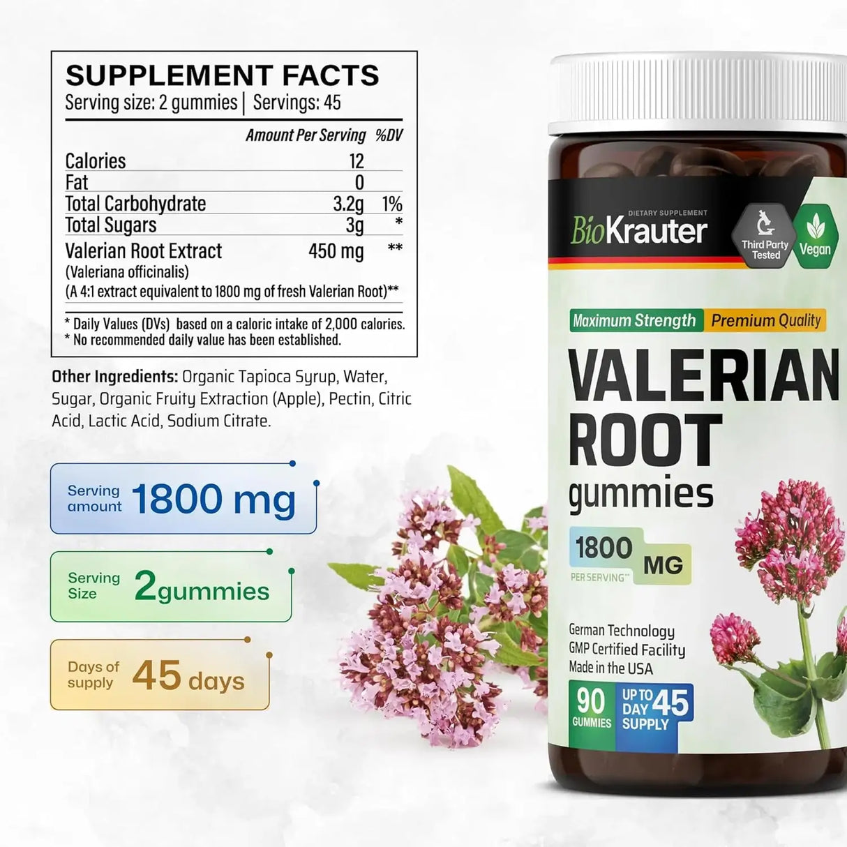 BIOKRAUTER - BIO KRAUTER Valerian Root Gummies 1800Mg. 90 Gomitas - The Red Vitamin MX - Suplementos Alimenticios - {{ shop.shopifyCountryName }}