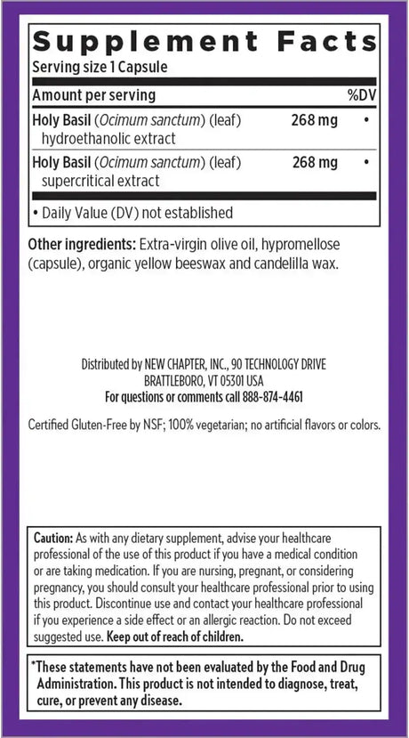 NEW CHAPTER - New Chapter Holy Basil Force 30 Capsulas - The Red Vitamin MX - Suplementos Alimenticios - {{ shop.shopifyCountryName }}