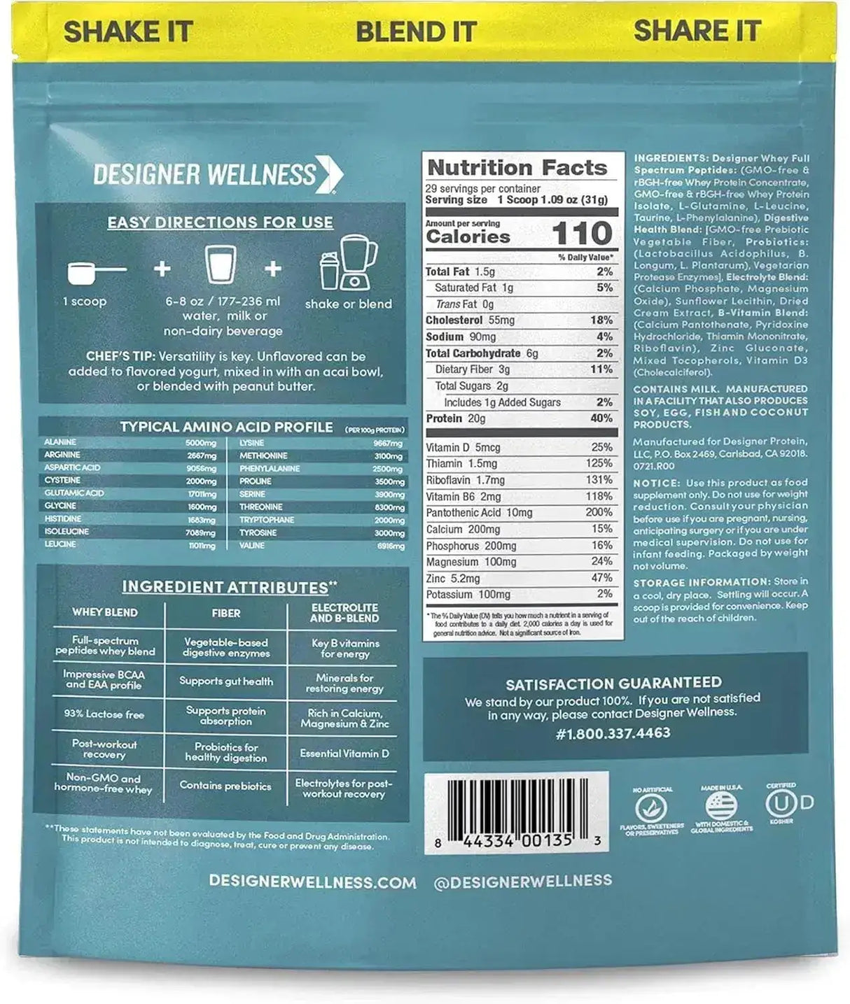 DESIGNER WELLNESS - Designer Wellness Designer Whey Natural Whey Protein Powder Purely Unflavored 908Gr. - The Red Vitamin MX - Suplementos Alimenticios - {{ shop.shopifyCountryName }}