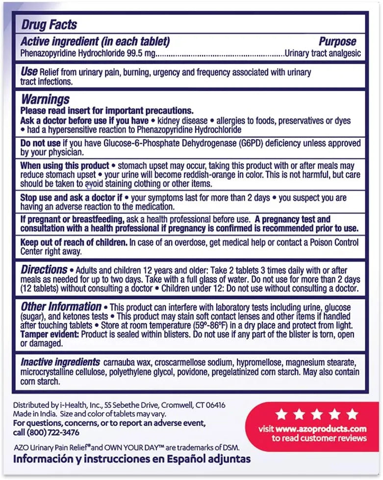 AZO - AZO Urinary Pain Relief Maximum Strength 24 Tabletas 2 Pack - The Red Vitamin MX - Suplementos Alimenticios - {{ shop.shopifyCountryName }}