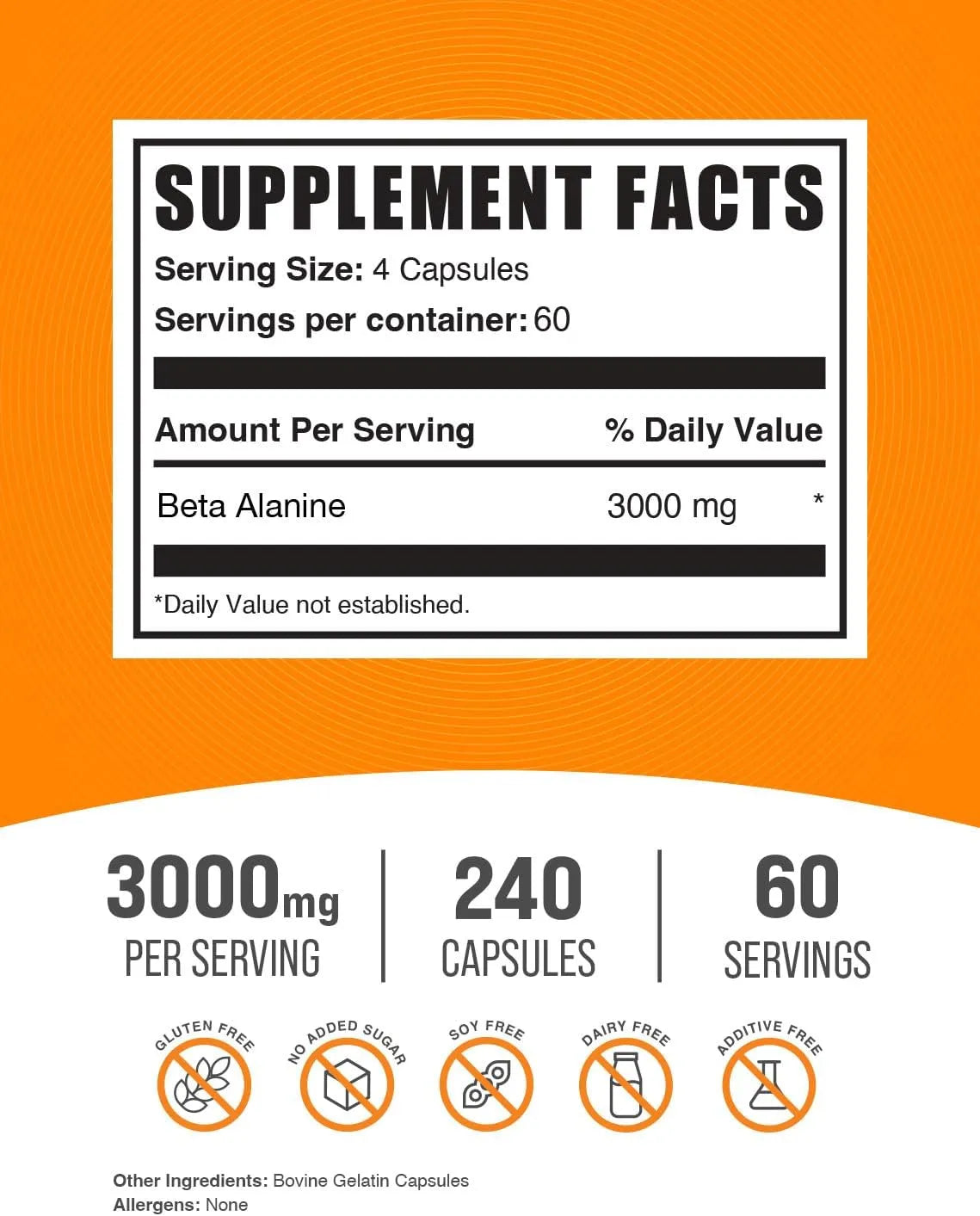 BULK SUPPLEMENTS - Bulk Supplements Beta Alanine 3000Mg. 240 Capsulas - The Red Vitamin MX - Suplementos Alimenticios - {{ shop.shopifyCountryName }}