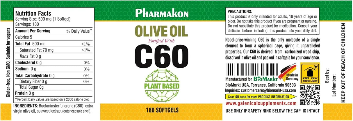 PHARMAKON - PHARMAKON C60 Enriched Olive Oil 180 Capsulas Blandas - The Red Vitamin MX - Suplementos Alimenticios - {{ shop.shopifyCountryName }}
