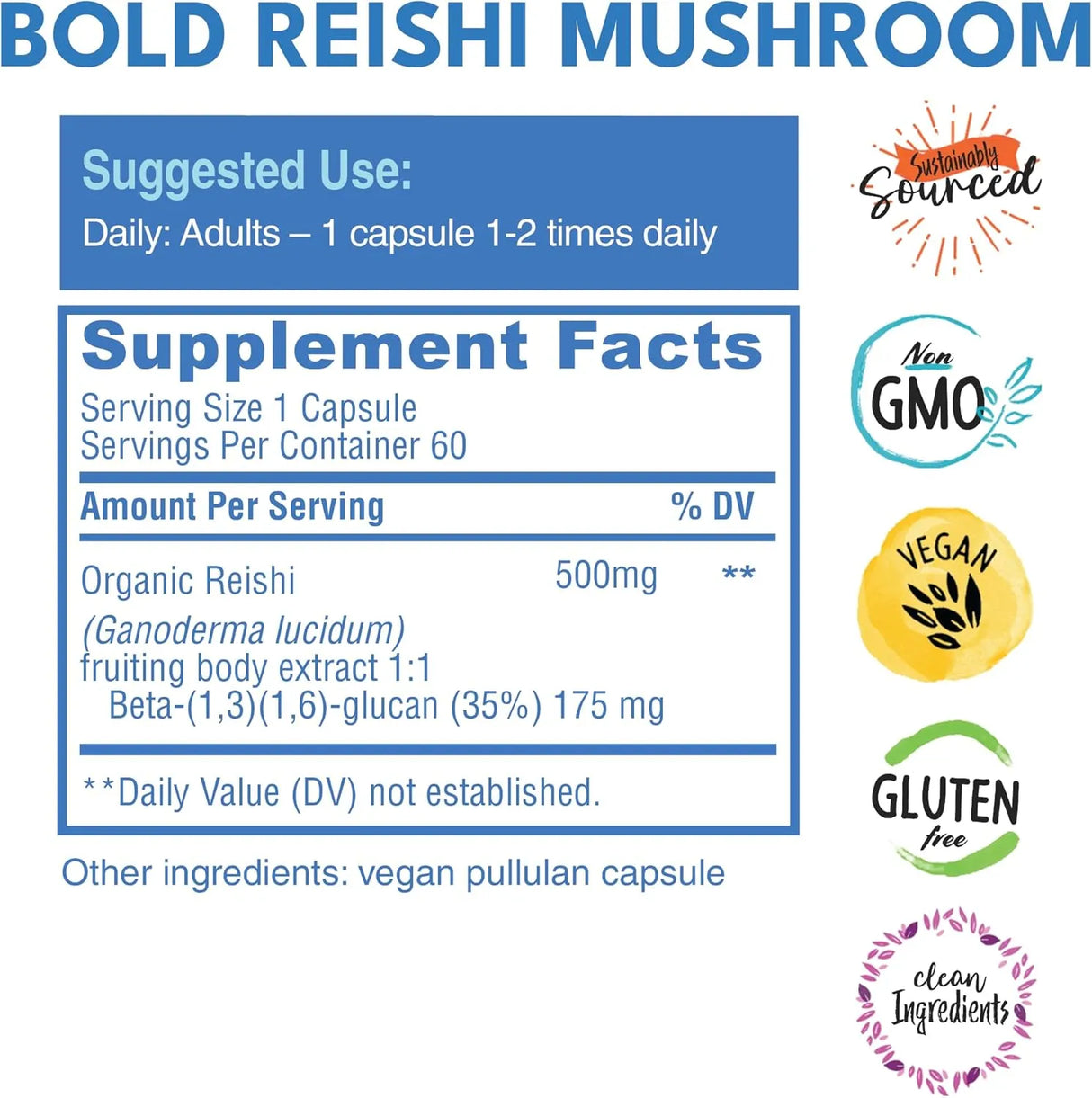 BOLD BOTANICA - Bold Botanica Reishi Mushroom 60 Capsulas - The Red Vitamin MX - Suplementos Alimenticios - {{ shop.shopifyCountryName }}