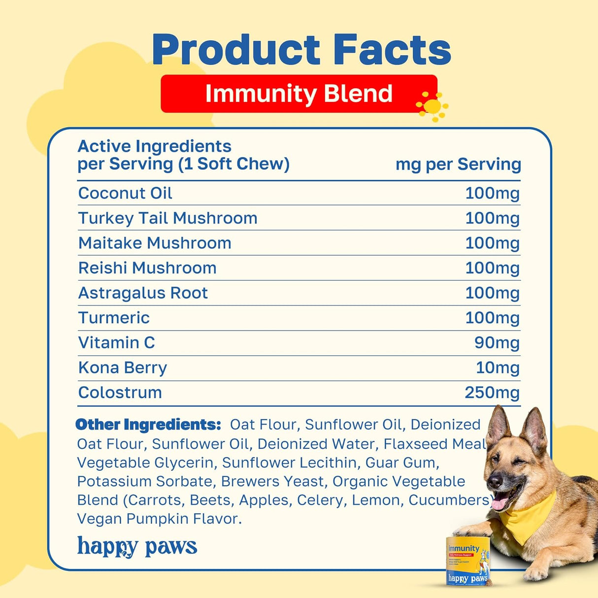Happy Paws Immunity Daily Wellness Support for Dogs 100 Masticables 2 Pack