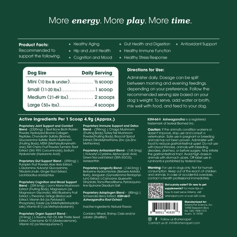 ARTERRA - Arterra Longevity Multivitamin for Adult Dogs 30 Servicios 147Gr. - The Red Vitamin MX - Multivitamínicos Para Perros - {{ shop.shopifyCountryName }}