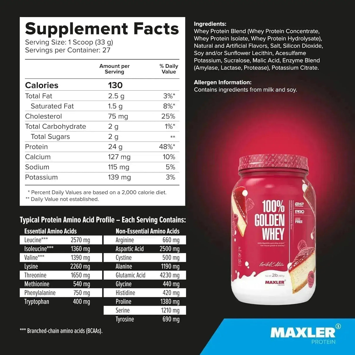MAXLER - Maxler 100% Golden Whey Protein Raspberry Cheesecake 907Gr. - The Red Vitamin MX - Suplementos Alimenticios - {{ shop.shopifyCountryName }}