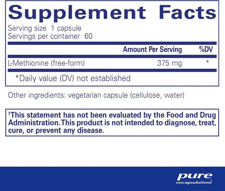 PURE ENCAPSULATIONS - Pure Encapsulations L-Methionine 60 Capsulas - The Red Vitamin MX - Suplementos Alimenticios - {{ shop.shopifyCountryName }}