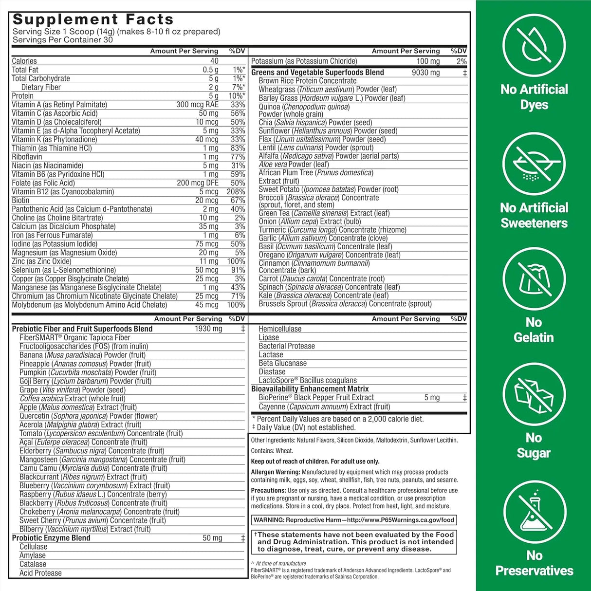 FORCE FACTOR - Force Factor Smarter Greens Superfoods Powder 30 Servicios 374Gr. - The Red Vitamin MX - Suplementos Alimenticios - {{ shop.shopifyCountryName }}