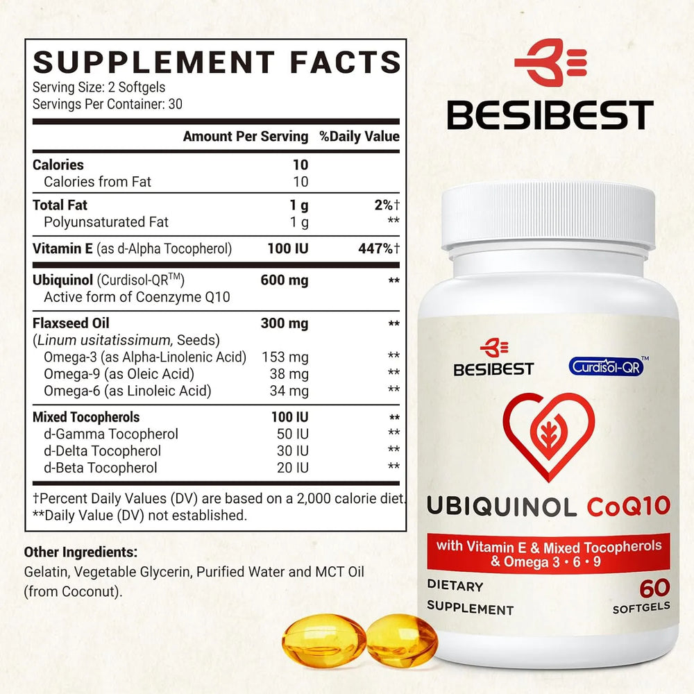 BESIBEST - Besibest Ubiquinol CoQ10 600Mg. 60 Capsulas Blandas - The Red Vitamin MX - Suplementos Alimenticios - {{ shop.shopifyCountryName }}