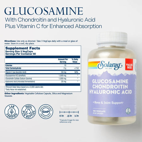 SOLARAY - SOLARAY Glucosamine Chondroitin Hyaluronic Acid 180 Capsulas - The Red Vitamin MX - Suplementos Alimenticios - {{ shop.shopifyCountryName }}
