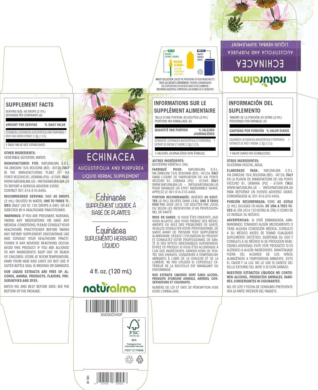 NATURALMA - Naturalma Echinacea Root and herb Alcohol-Free Tincture 4 Fl.Oz. - The Red Vitamin MX - Suplementos Alimenticios - {{ shop.shopifyCountryName }}