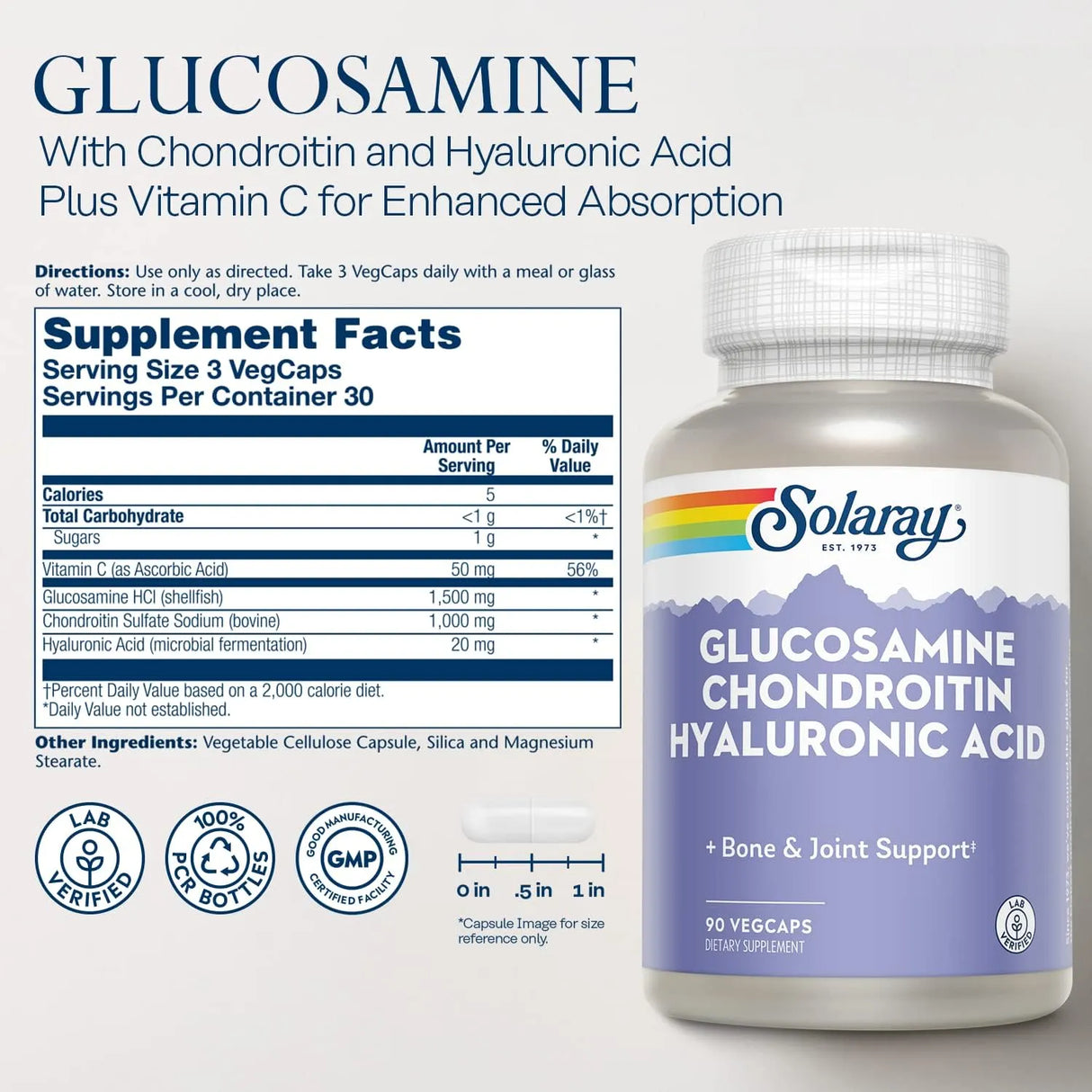 SOLARAY - SOLARAY Glucosamine Chondroitin Hyaluronic Acid 90 Capsulas - The Red Vitamin MX - Suplementos Alimenticios - {{ shop.shopifyCountryName }}