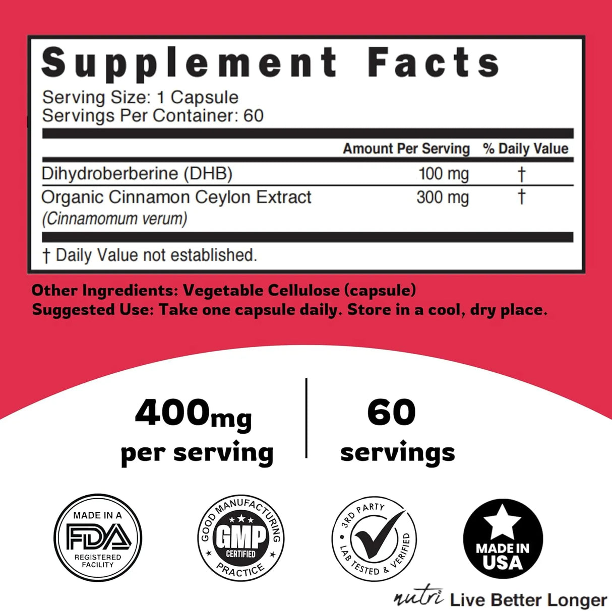 NATURE´S FUSIONS - Nature's Fusions Dihydroberberine 100Mg. 60 Capsulas - The Red Vitamin MX - Suplementos Alimenticios - {{ shop.shopifyCountryName }}