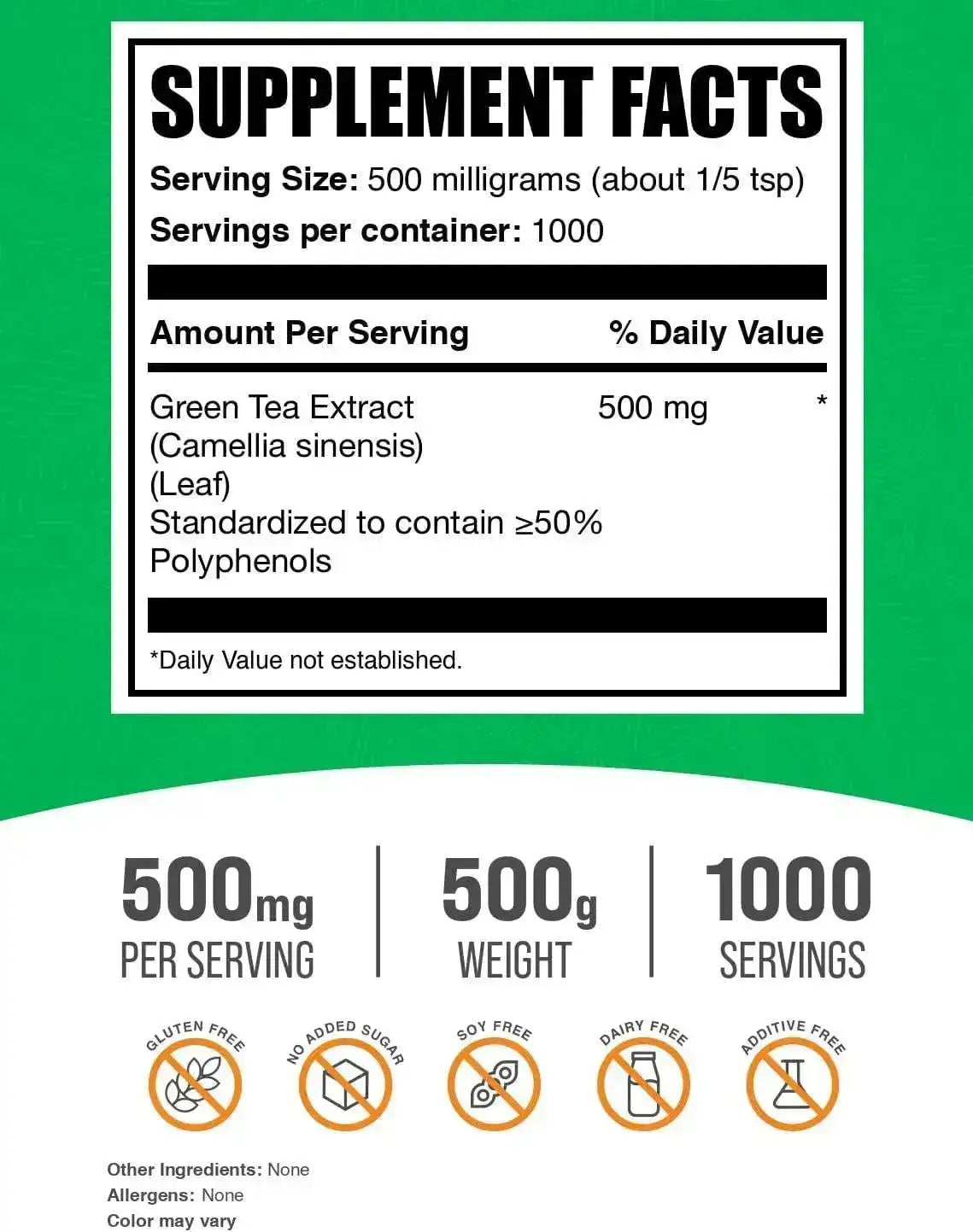 BULK SUPPLEMENTS - Bulk Supplements Green Tea Extract Powder 500Gr. - The Red Vitamin MX - Suplementos Alimenticios - {{ shop.shopifyCountryName }}