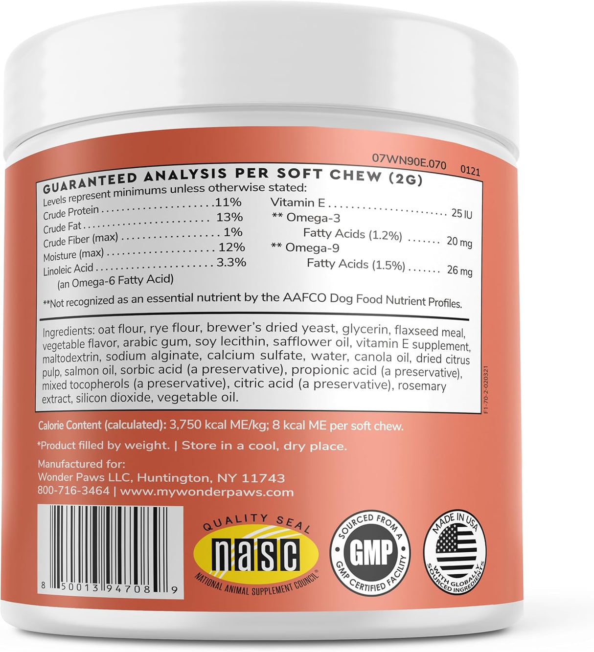 WONDER PAWS Skin & Coat Supplement for Dogs with Salmon Oil 70 Masticables