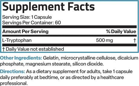 BRONSON - Bronson L-Tryptophan 500Mg. 60 Capsulas - The Red Vitamin MX - Suplementos Alimenticios - {{ shop.shopifyCountryName }}