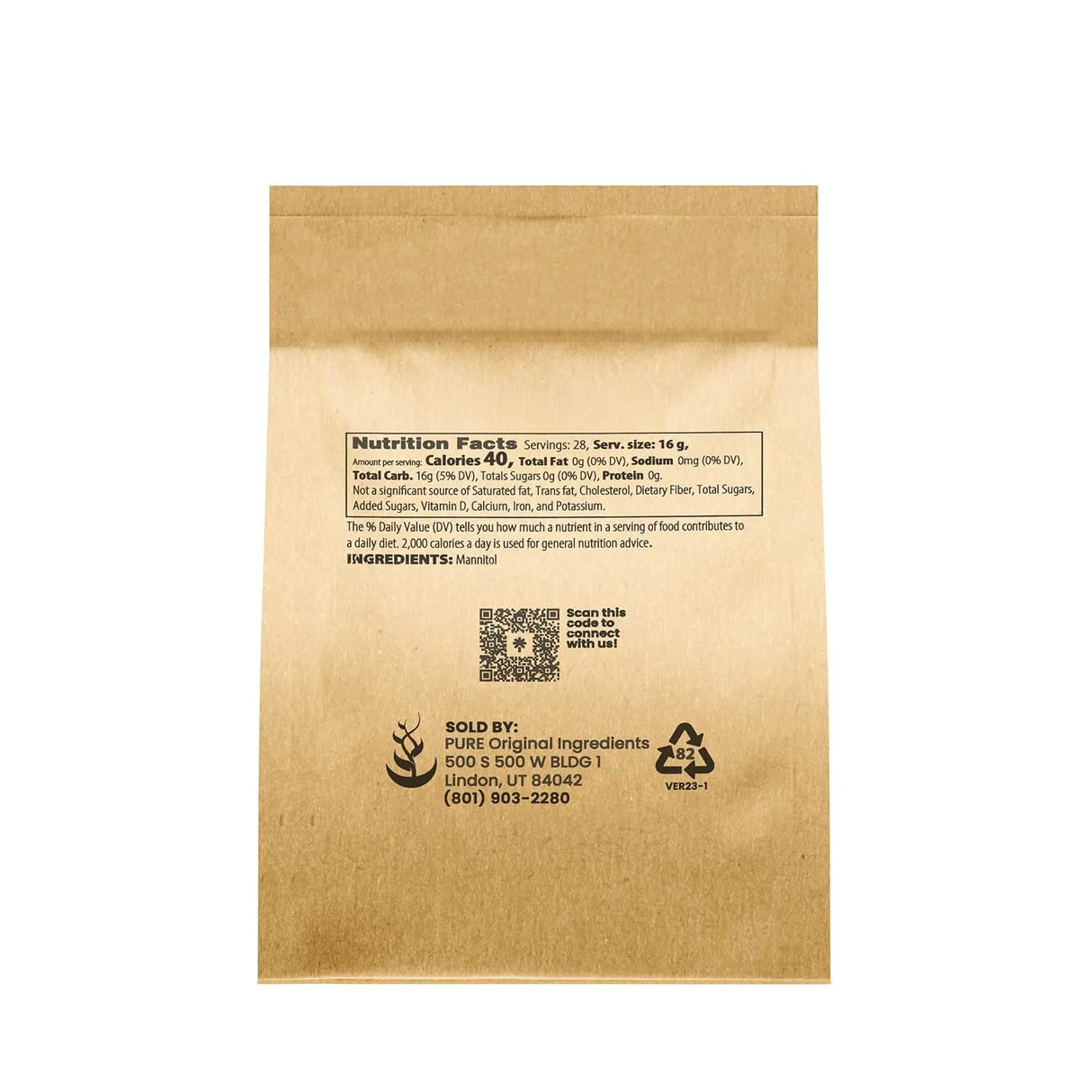 PURE ORIGINAL INGREDIENTS - Pure Original Ingredients Mannitol Powder 453Gr. - The Red Vitamin MX - Suplementos Alimenticios - {{ shop.shopifyCountryName }}